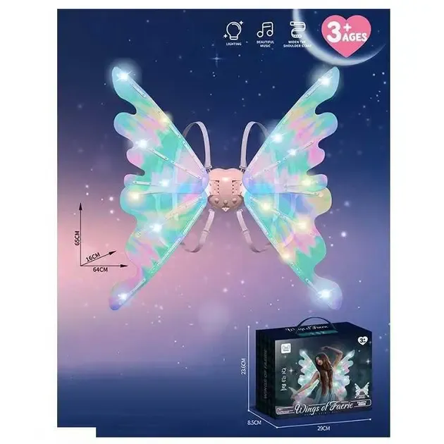 Светодиодные крылья феи-бабочки, двигающиеся с подсветкой и мелодиями на ремешках для девочки Wings of Fairy 848 Коломыя - изображение 5