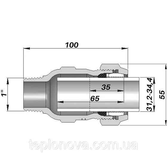 З'єднання пряме затискне із зовнішньою різзю DN25 (31,2-34,4 мм) х 1" AK AGAflex Чернівці