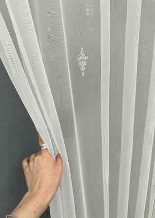 Тюль VR-Textil 1472т Грек-сітка з вишивкою Молочний з пудровим 300х270 см (40-403) Київ