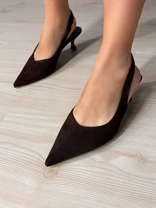 Туфлі жіночі Meideli 2051-38 slingback човники замшеві з перфорацією коричневі, 38, 24,7 см Київ - фото 10
