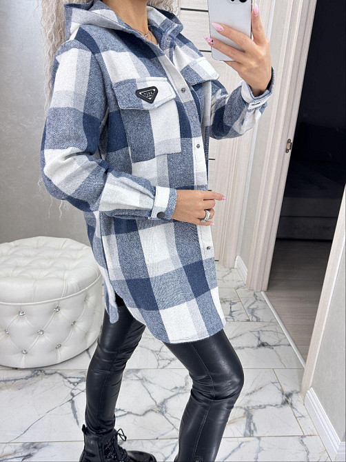 Женская рубашка в клетку оверсайз с капюшоном. 42-60р Киев - изображение 7