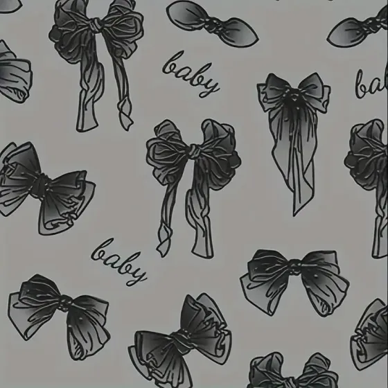 5D рельєфні чорні наклейки для нігтів із бантом – матові самоклеючі декалі Київ