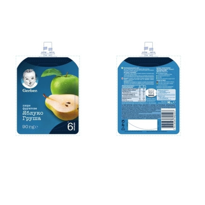 Дитяче пюре Gerber Pouch Яблуко і груша, 90 г (7613036345507) Вінниця - фото 3