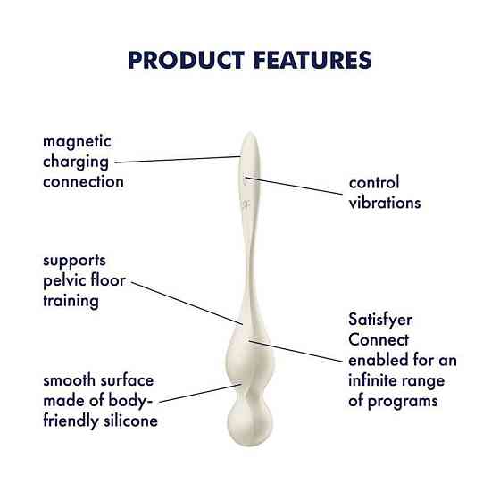 Вагинальные смарт-шарики с вибрацией Satisfyer Love Birds 1 Connect App White, 78 г Sex Aura Киев