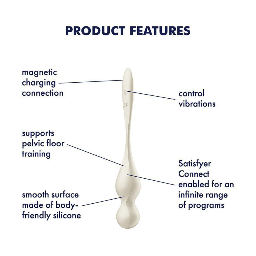 Вагинальные смарт-шарики с вибрацией Satisfyer Love Birds 1 Connect App White, 78 г Sex Aura Киев - изображение 6