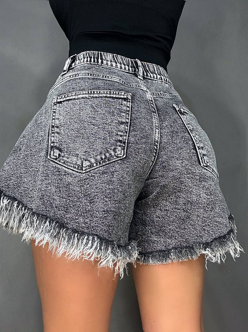 Шорты женские джинсовые Liana 4-040 короткие расклешенные с бахромой большие размеры черные, черный, З2, 32, 87 см Киев - изображение 13