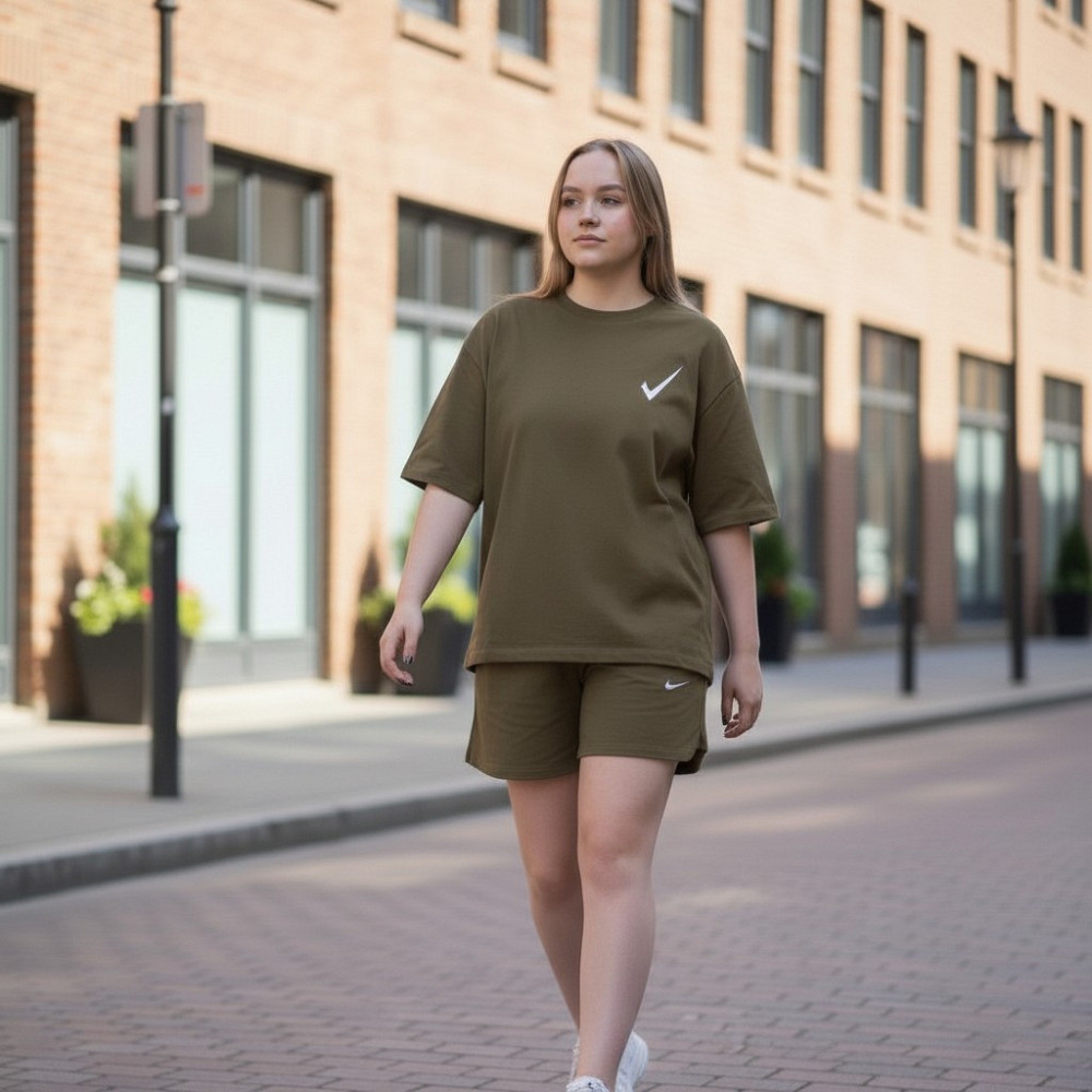 Женский летний спортивный костюм футболка с шортами Хаки XL-XXL Харьков - изображение 4