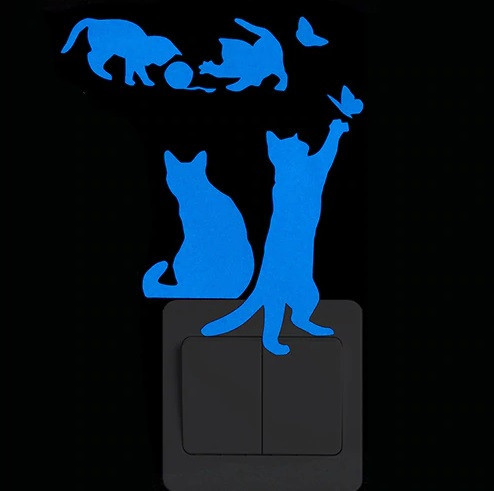 Кіт з метеликами світиться блакитним - 10*10см Київ - фото 1