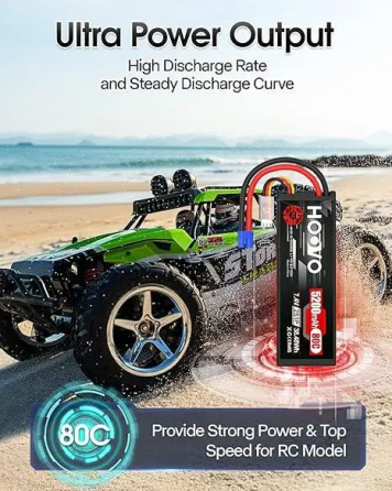 Комплект акумуляторів Hoovo 2S 7.4V 5200mAh 80C LiPo EC3: Батареї для RC-моделей, машин, дронів та катерів — 2 шт Київ