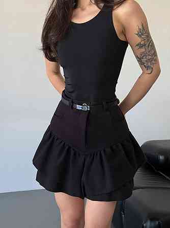 Жіноча спідниця з кокеткою-баський джинс-котон Чорний, 44/46 Одеса