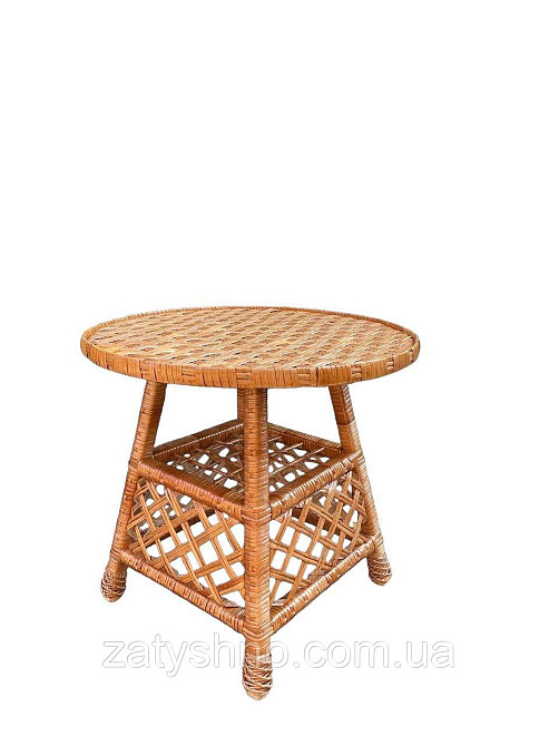 Кухонный стол плетеный журнальный с полкой Киев - изображение 1