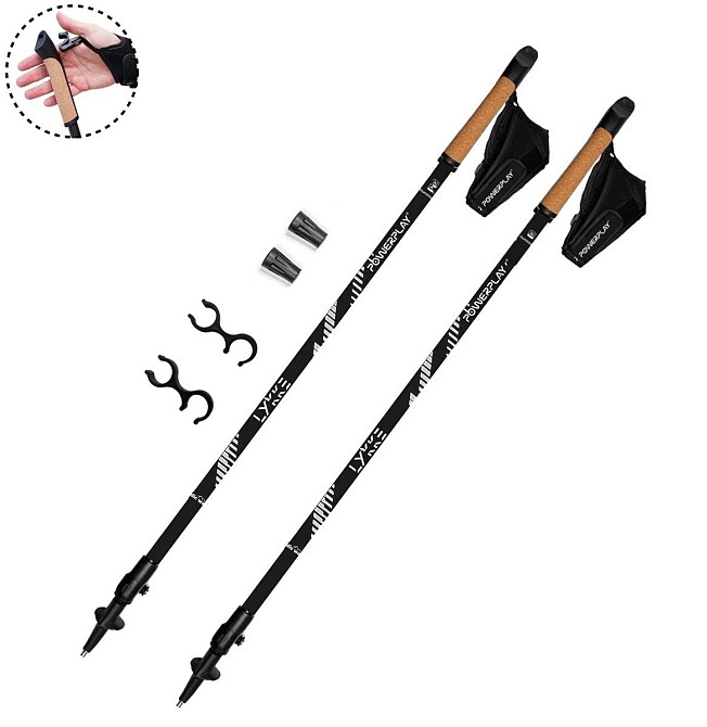 Палки для скандинавской ходьбы треккинговые палки туристические для спортивной ходьбы PowerP 9104 Black/White Киев - изображение 1