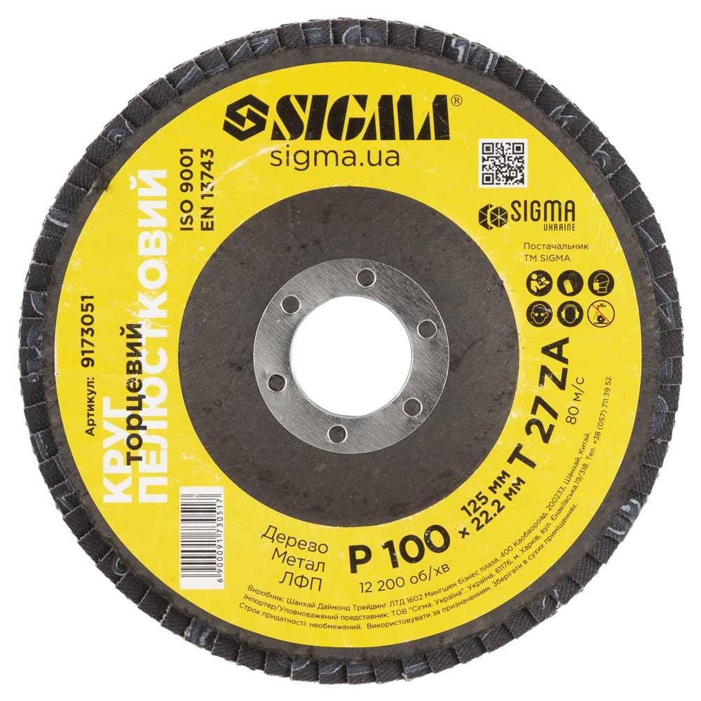 Круг лепестковый торцевой Т27 (прямой) ZA Ø125мм P100 SIGMA (9173051) Ровно - изображение 2