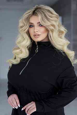 Трикотажне плаття оверсайз на кулісці "Answer" |  Норма та батал Чорний, 54-56 Київ