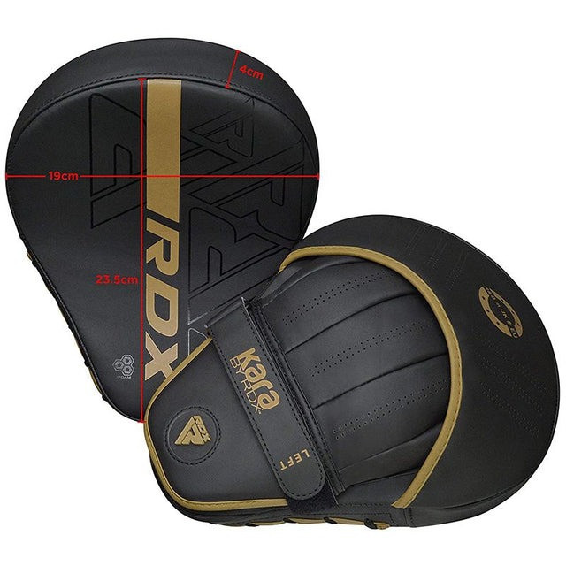 Лапи боксерські RDX F6 KARA Matte Golden Чорні Тренувальні лапи для боксу MMA кікбоксингу пара Київ - фото 1