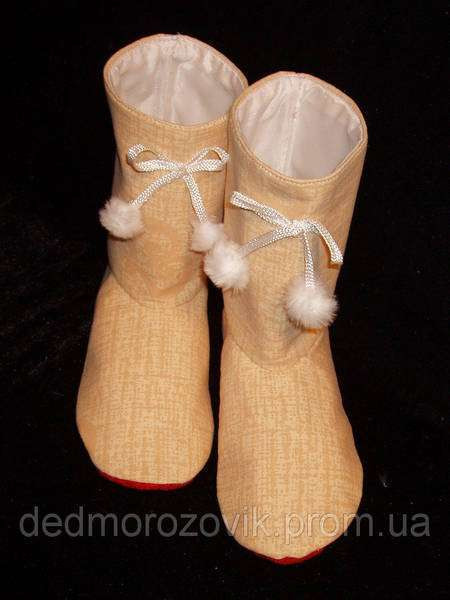 Чоботи жіночі карнавальні (39-40) ГАЛИНА. Золотисті. Хутряні бубони Київ - фото 2