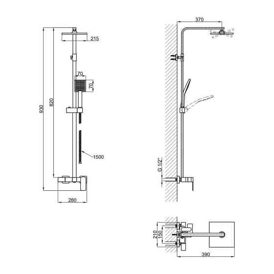 Душова система зовнішнього монтажу Qtap Capricorn 53103KNC Київ