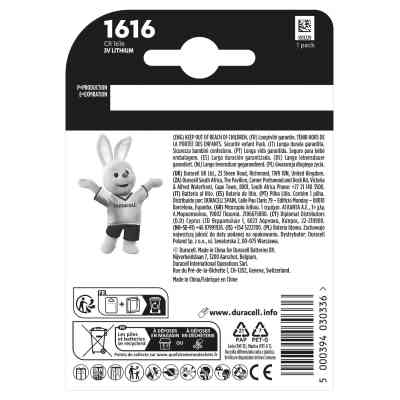 Батарейка CR 1616 спеціальна літієва типу таблетка 1616 3V, 1 шт. в упаковці Duracell (5011067) Винница