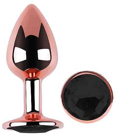 Анальная пробка с кристаллом EGZO - Rose Gold Round Plug Black size S Sex Aura Киев