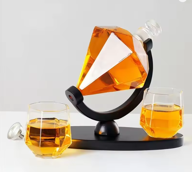 Набор Декантер Бриллиант Кристалл Алмаз Diamond с 2 бокалами на овальной подставке Кременчуг - изображение 2