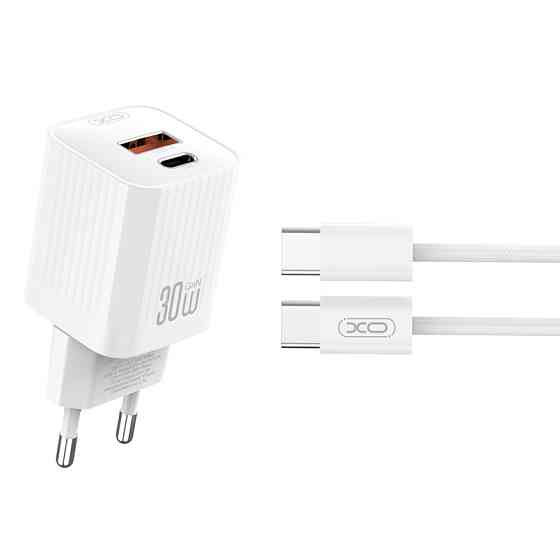 Мережевий зарядний пристрій XO L149 PD30W 1USB-A+1USB-C + Type-C кабель білий Львів