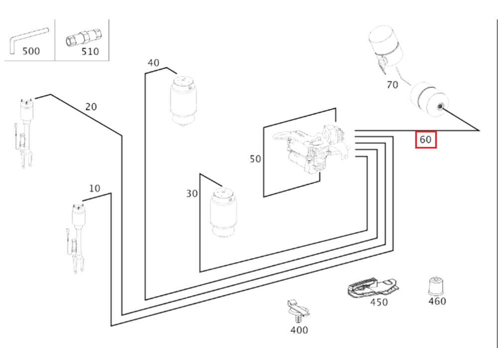 Mercedes-Benz  A1663273945 Трубка пневмопідвіски від блоку клапанів до розгалужувача на ресивер ML/GLE W166 GL/GLS X166 GLE Coupe C292 Одесса - изображение 2