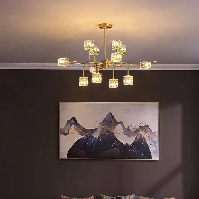 Світлодіодна люстра Рубік 8913 (Золотиста) на 12 плафонів Київ - фото 3