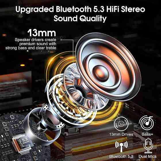 Bluetooth-гарнитура N19 V5.3 беспроводная гарнитура Hands-Free с двойным микрофоном с шумоподавлением ENC Днепр