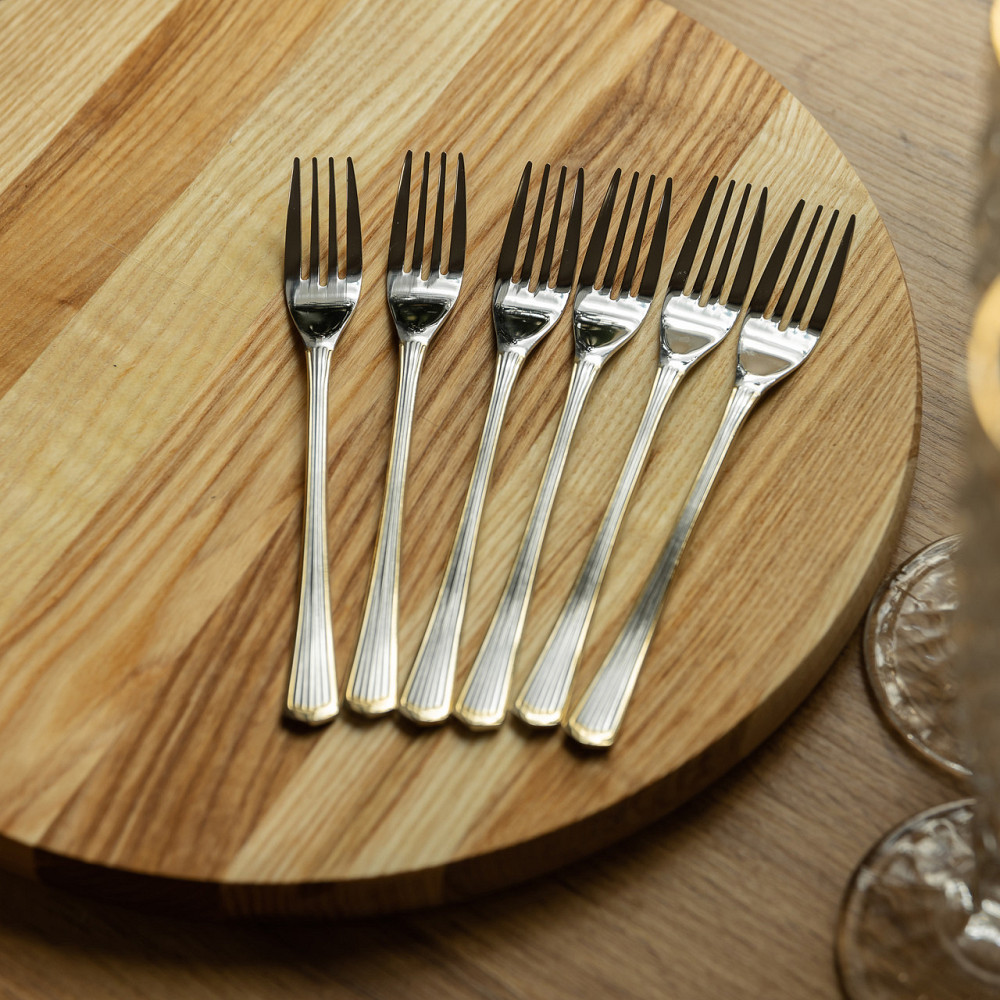 Yiwu Набір десертних виделок 6 штук виделки для десерту з нержавіючої сталі 15.2 см Срібло із з Коломия - фото 4