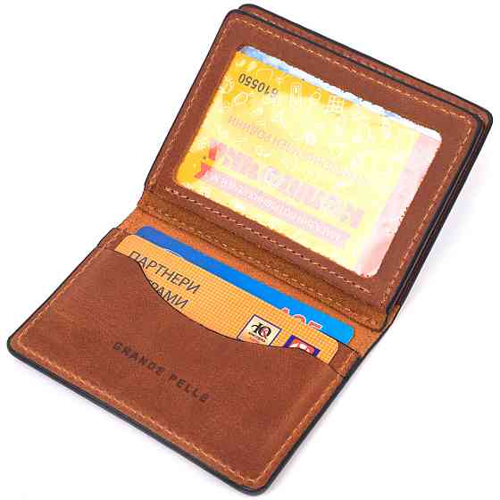 Чудова обкладинка на автодокументи у вінтажній шкірі Україна GRANDE PELLE 16712 Світло-коричнева Київ