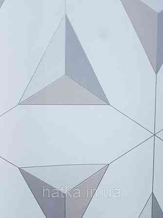 Шпалери флізелінові Decoprint Elisir EL21070 геометричні фігури 3д сірі коричневі на блакитному тлі Київ