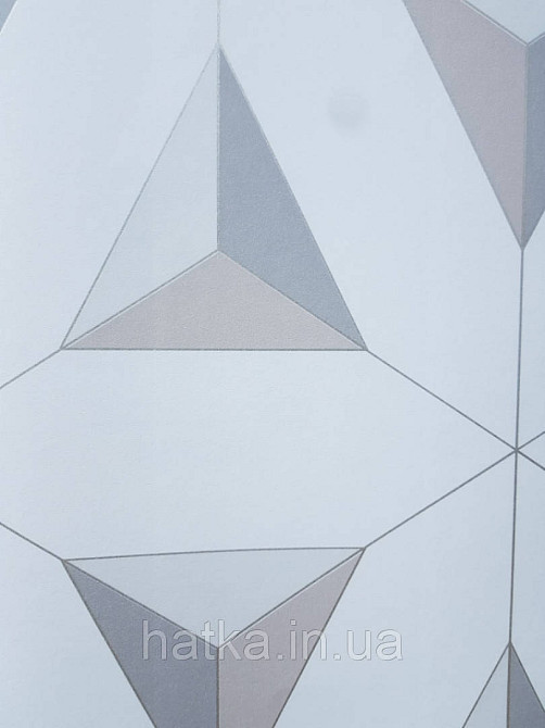 Шпалери флізелінові Decoprint Elisir EL21070 геометричні фігури 3д сірі коричневі на блакитному тлі Київ - фото 2