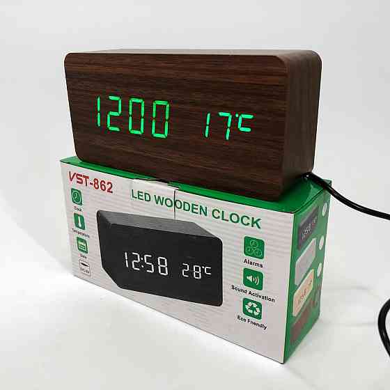 Оригинальные настольные часы VST-862-4, Черные настольные зеркальные часы, Часы DN-348 электронные настольные Киев