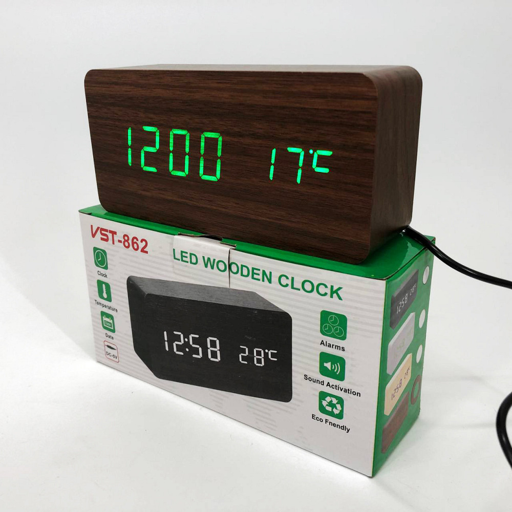 Оригинальные настольные часы VST-862-4, Черные настольные зеркальные часы, Часы DN-348 электронные настольные Киев - изображение 5