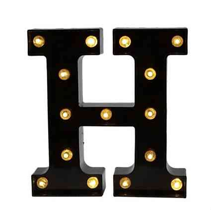 Буква с подсветкой H объемная маленькая 22 на 20 см черный Киев