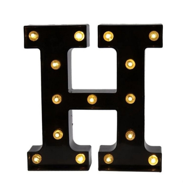 Буква с подсветкой H объемная маленькая 22 на 20 см черный Киев - изображение 3