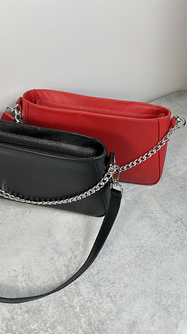 Женская кожаная сумочка, Стильная сумка из натуральной кожи, Маленькая красная сумка на плечеMasterSem Киев - изображение 8