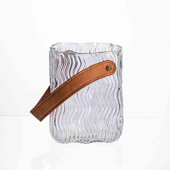 Yiwu Ваза сумочка з ручкою 12×8.5×16 (см) декоративна скляна ваза для квітів 800 (мл) Прозорий Коломыя