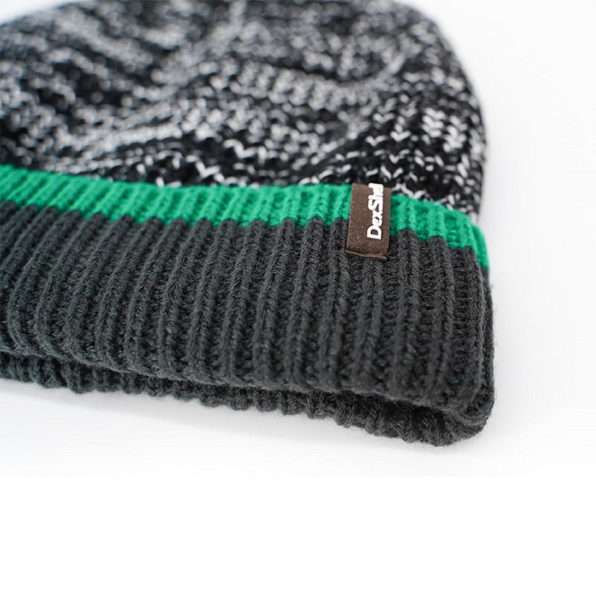 Водонепроницаемая зимняя шапка Dexshell Cuffed Beanie размер S/M (56-58 см) Черная с зеленой полосой Винница - изображение 6
