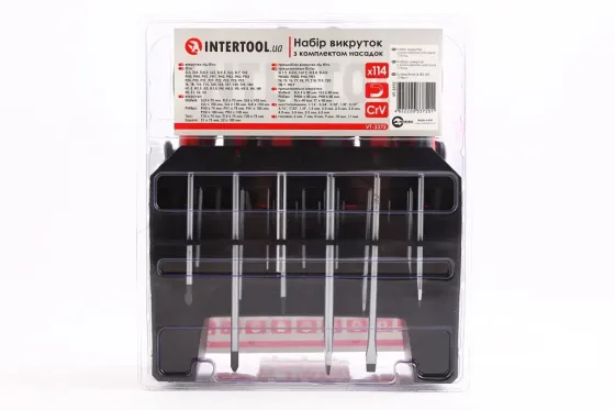 Набір отворів, насадок, ключів Г-подібних 6-г. Intertool 114 ед. в кейсі Вінниця