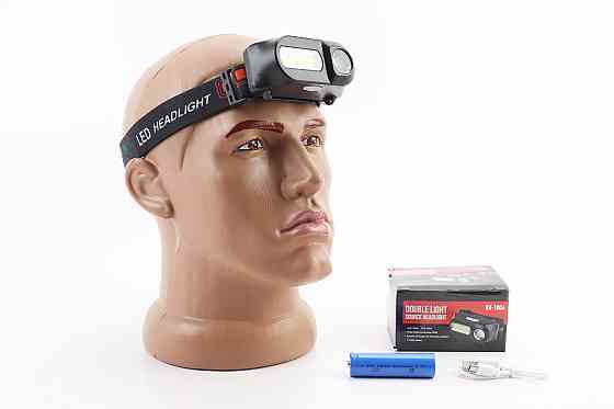 Ліхтар налобний 1+12 діодів 180 lumen, Li-ion 3.7V 6800mAh зарядка від USB, вологозахисний, чорний KX-1804 Киев