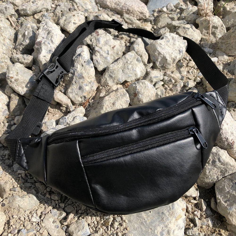 Чоловіча бананка з ремінцем на плече, Бананка чоловіча м'яка Сумка чорна ZF-66 Івано-Франківськ - фото 7