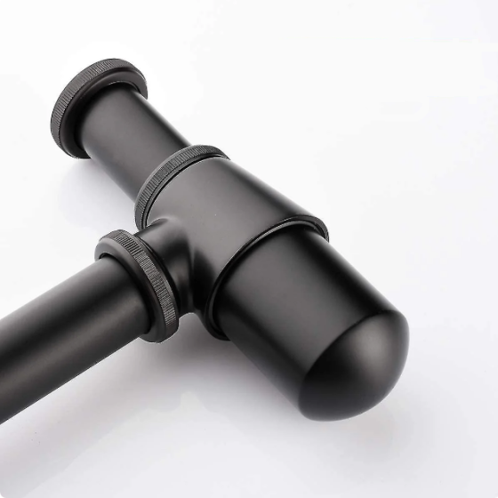 Сифон для раковини Mixxus Siphon-01 BLACK 1 1/4" без випуску (під донний клапан) чорний/латунь Київ