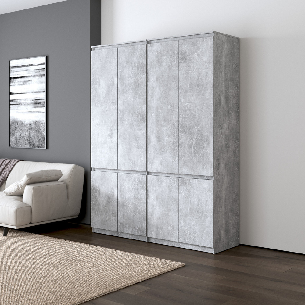 Шафа для одягу VAYS, зі штангою та полицями, комплект з 2 шаф R10+R24 Бетон Львів - фото 1