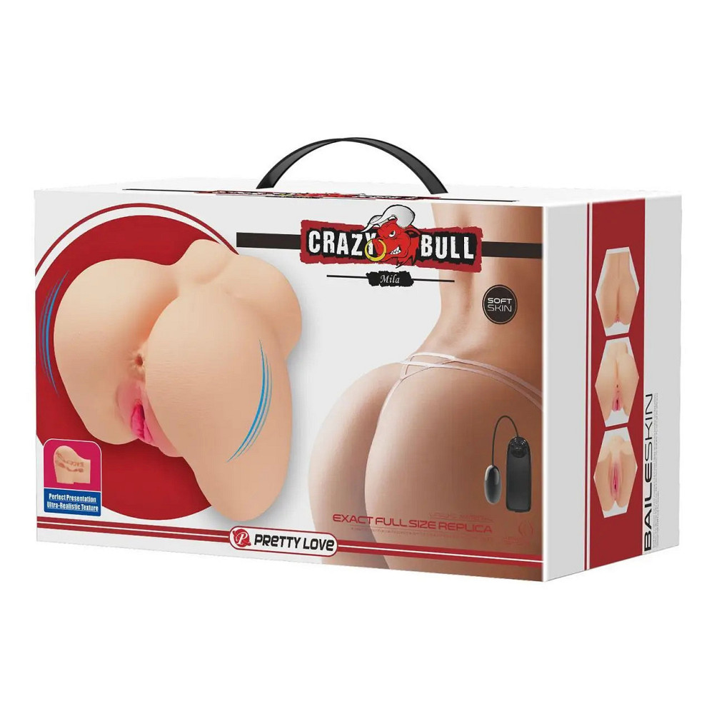 Мастурбатор анус и вагина Crazy Bull Mila с виброяйцом с пультом, бежевый, 18 х 13.5 см Sex Aura Киев - изображение 10