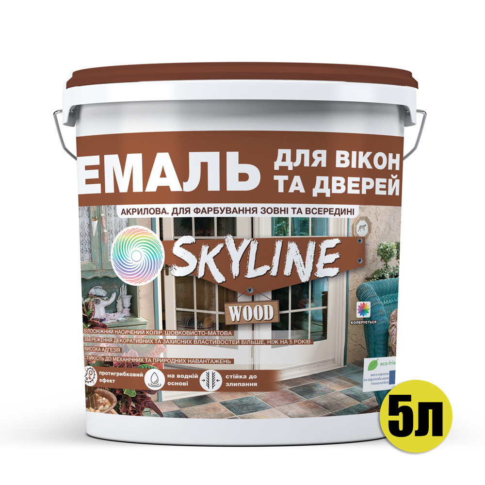 Акрилова емаль для вікон та дверей SkyLine Wood без запаху, з протигрибковим ефектом, біла, 5 л Харків - фото 9