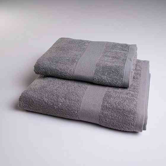Комплект махровых полотенец с бордюром 2шт GM Textile 50х90см, 70х140см 400г/м2 (Серый) Сумы