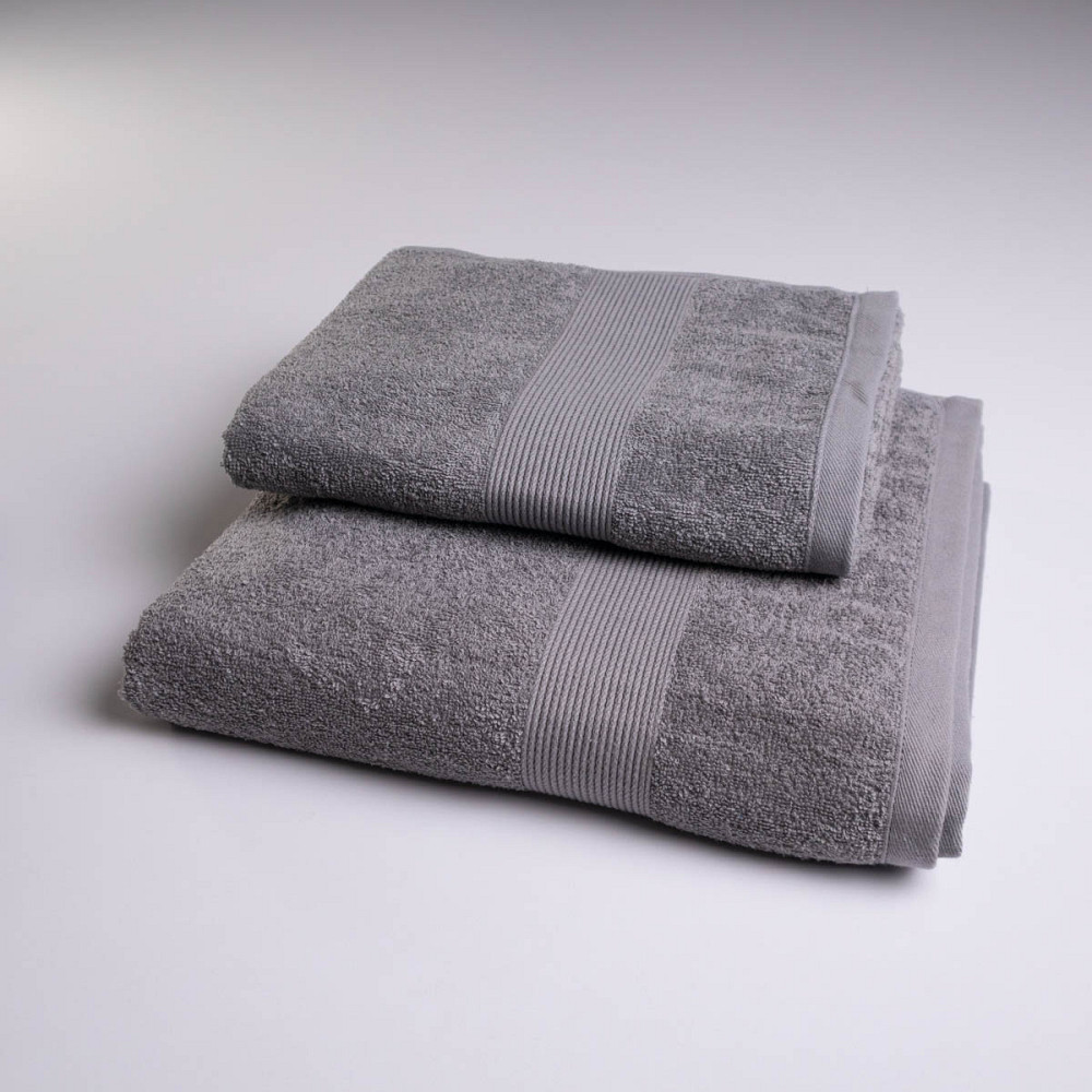 Комплект махровых полотенец с бордюром 2шт GM Textile 50х90см, 70х140см 400г/м2 (Серый) Сумы - изображение 1