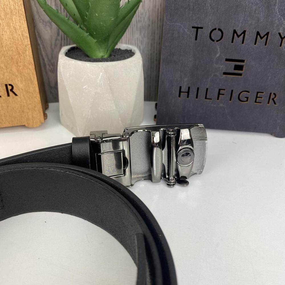 Чоловіча шкіряна ремінь автомат стиль Tommy Hilfiger, пояс з натуральної шкіри Томмі чорний ( 29875 ) Харьков - изображение 4