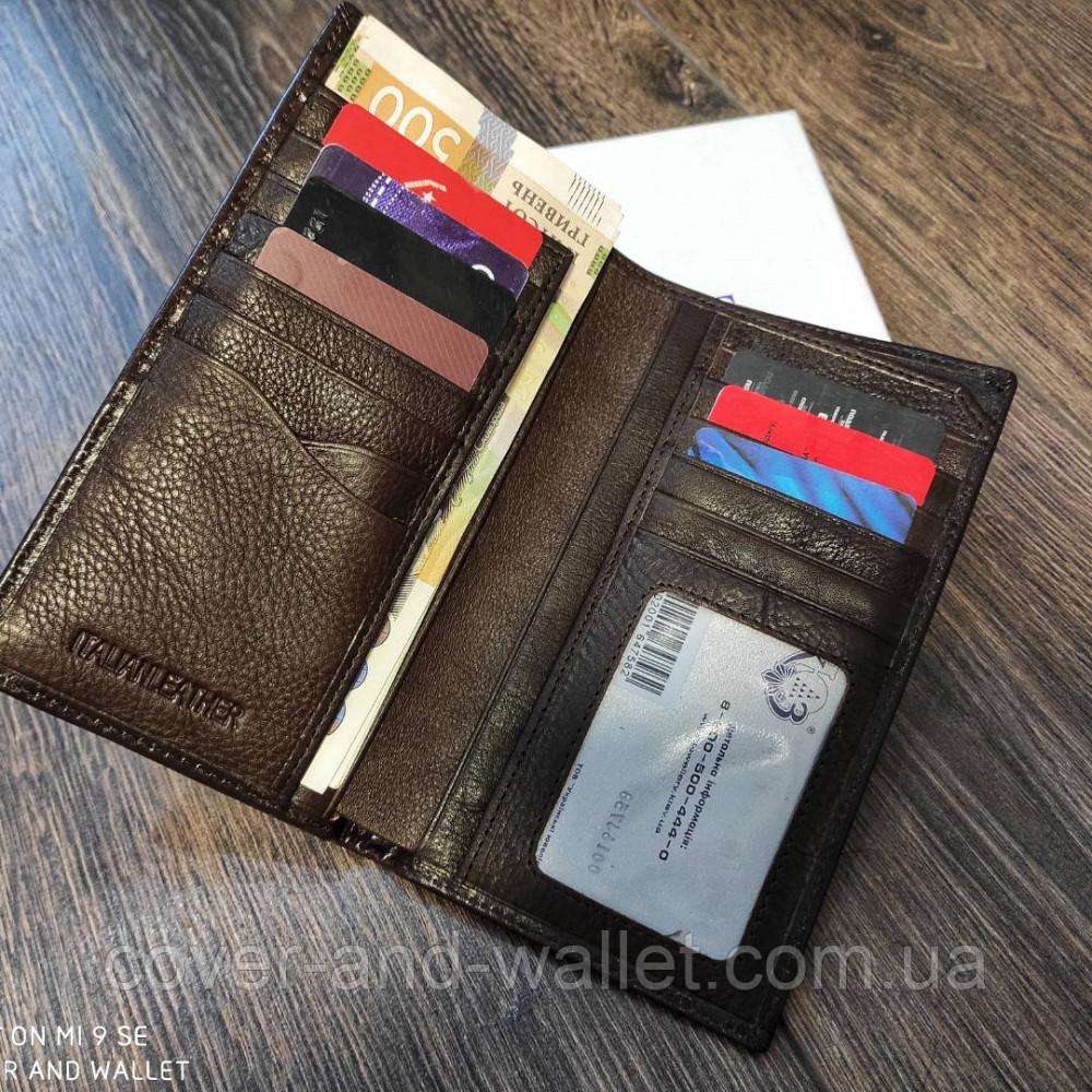 Шкіряний чоловічий гаманець купюрник коричневого кольору ST B-MS35 Київ - фото 2